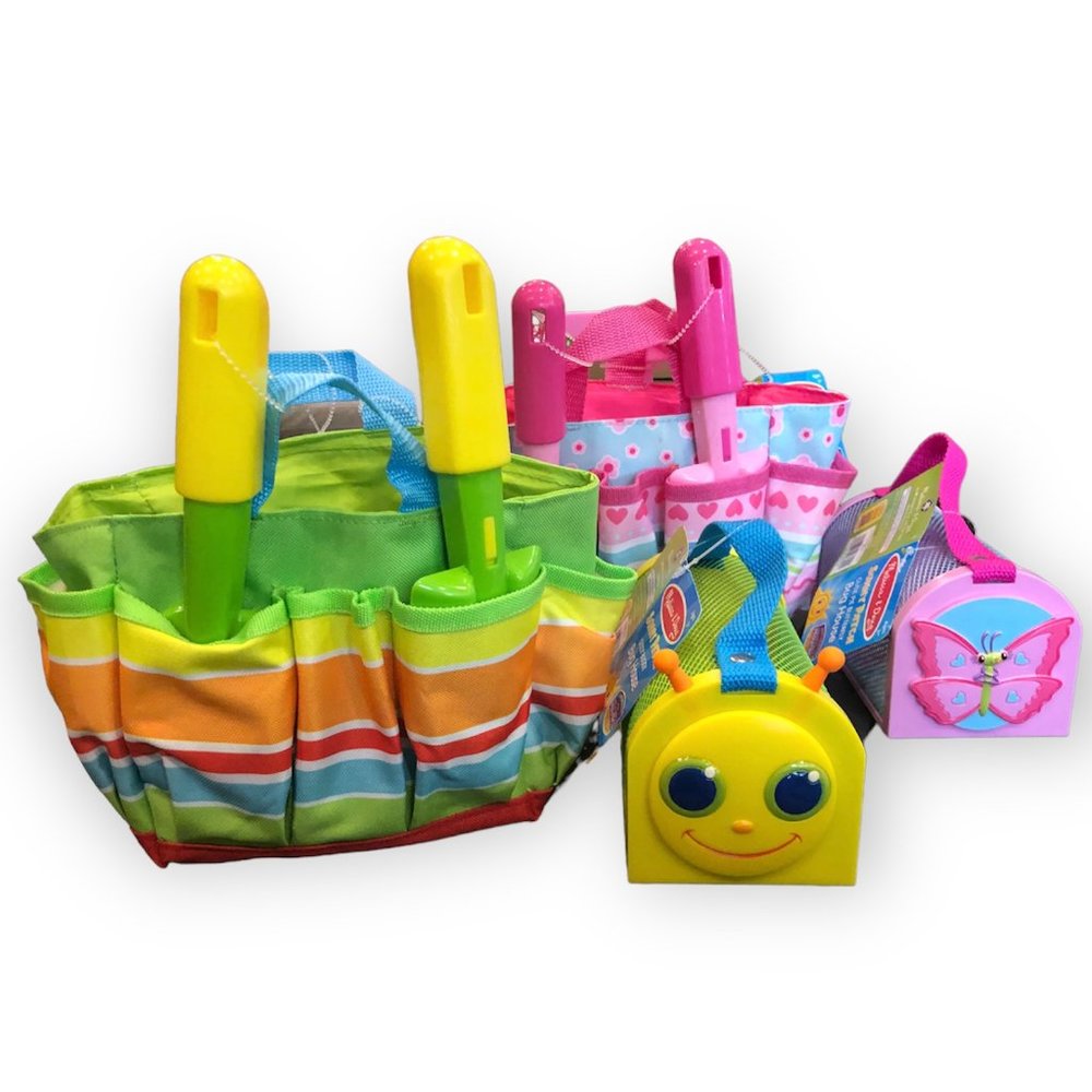 NEW Melissa & Doug Sunny Patch Pink and Green Gardening Tote Sets and Bug Houses